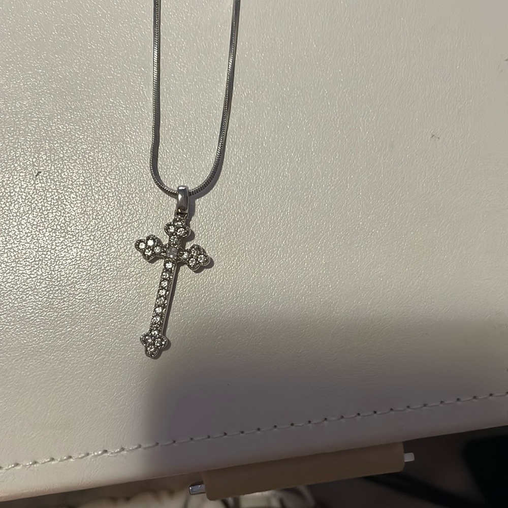 Sterling silver Cross pendant CZ stones 925 sterling silver.